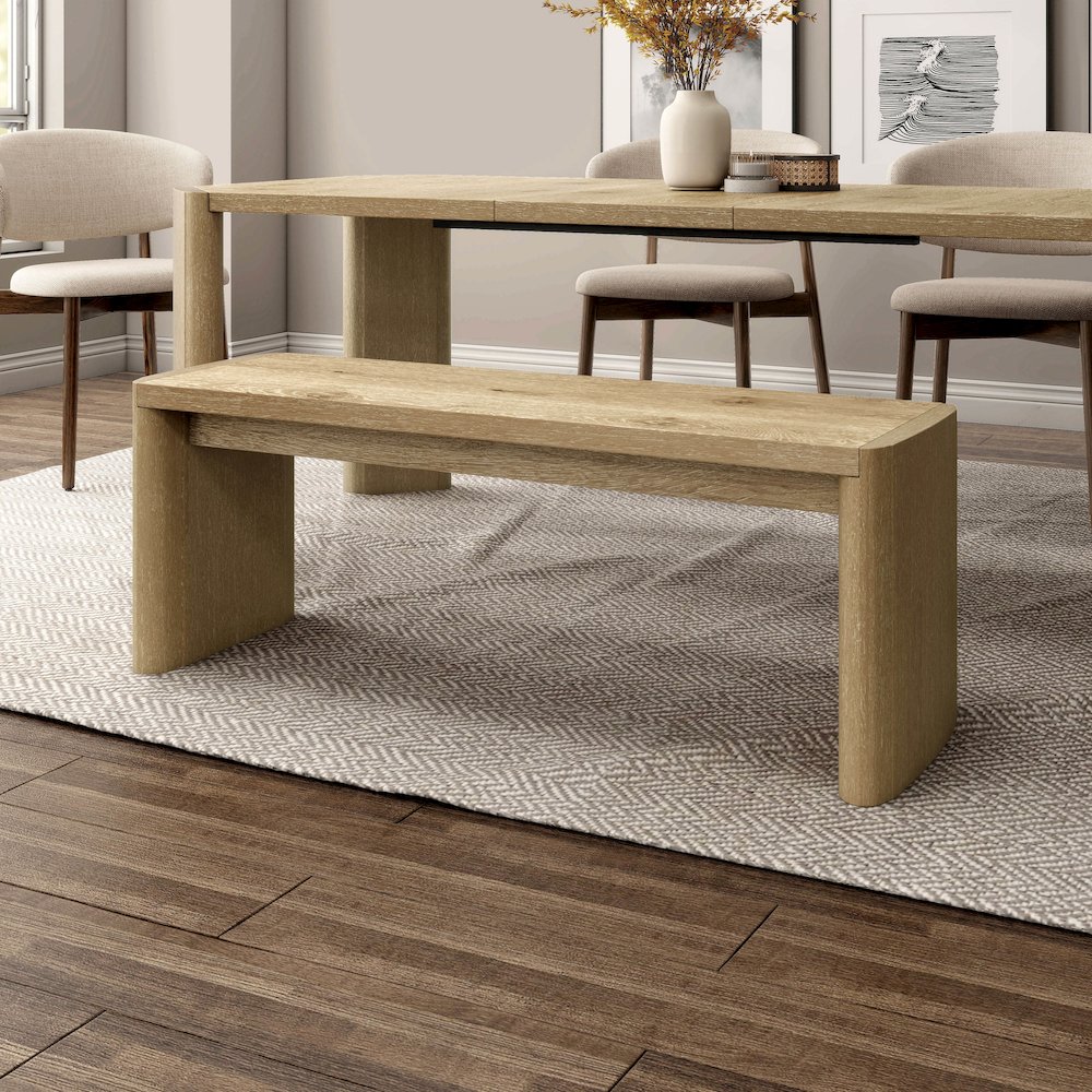 Hallond Solid Wood Backless Dining Bench in Oak. Picture 4