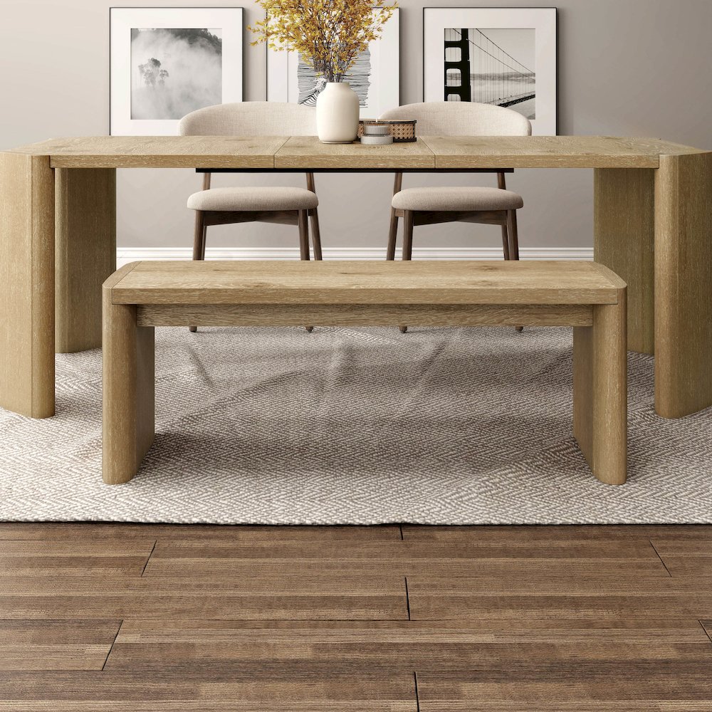 Hallond Solid Wood Backless Dining Bench in Oak. Picture 5