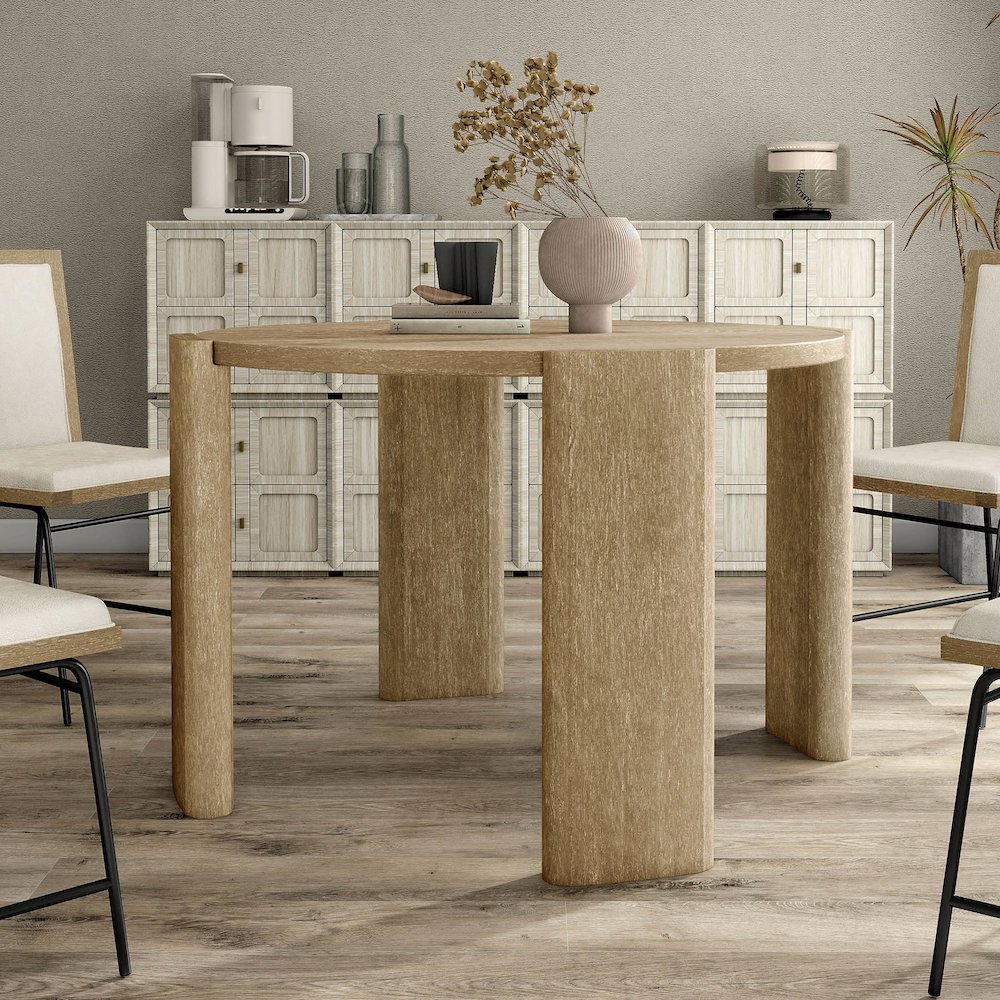 Hallond Solid Wood Round Dining Table in Oak. Picture 4