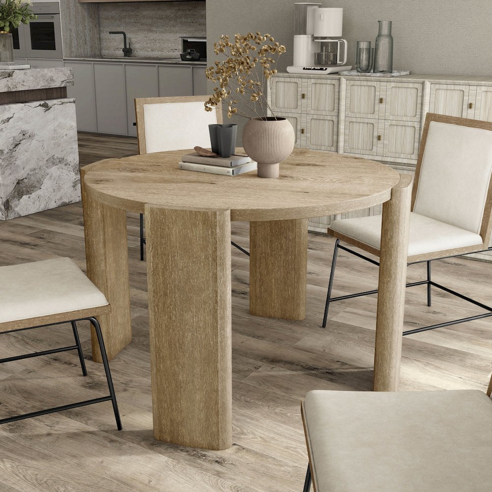 Hallond Solid Wood Round Dining Table in Oak. Picture 5