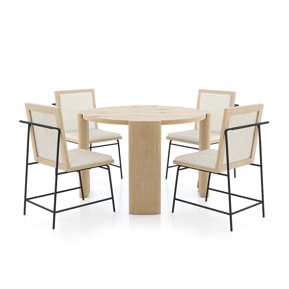 Hallond 5-Piece Solid Wood Round Dining Table Set in Oak. Picture 1