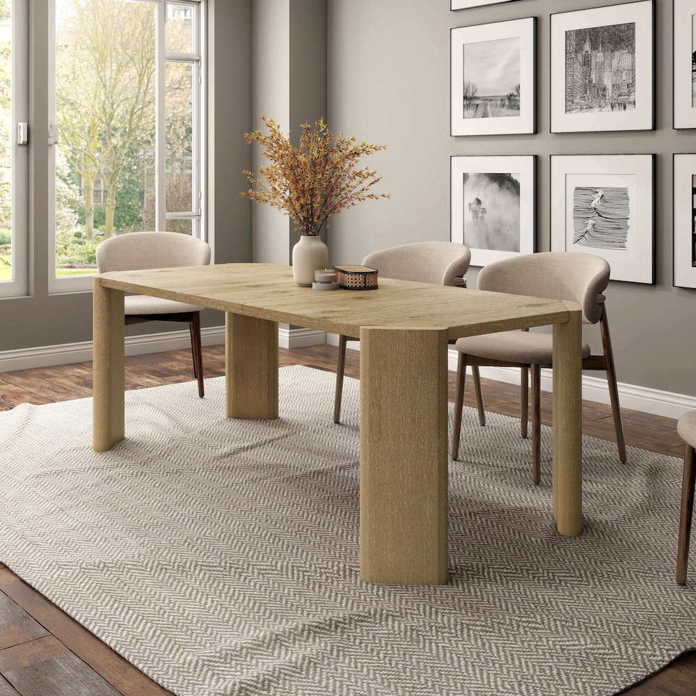Hallond Solid Wood Expandable Dining Table in Oak. Picture 4