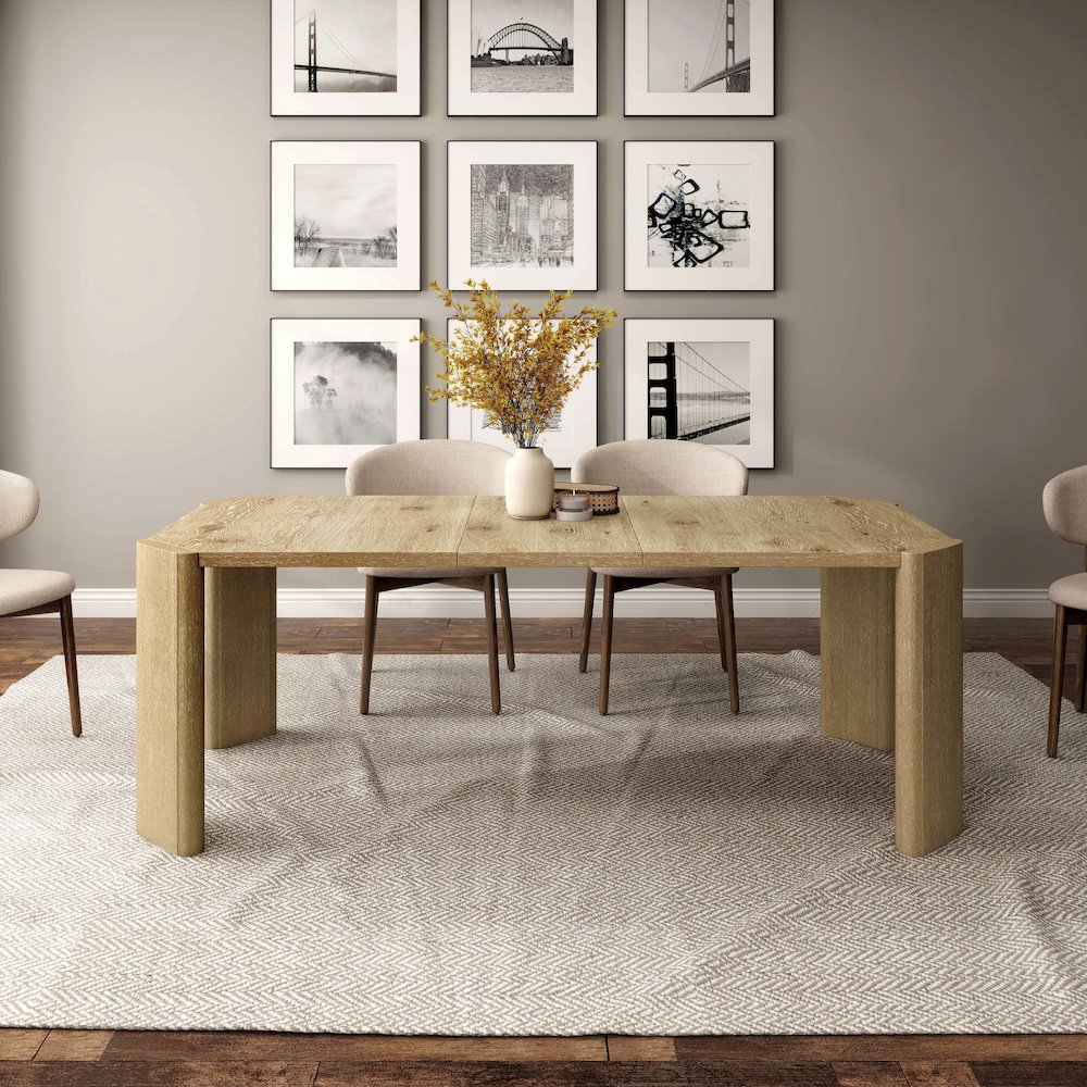 Hallond Solid Wood Expandable Dining Table in Oak. Picture 5