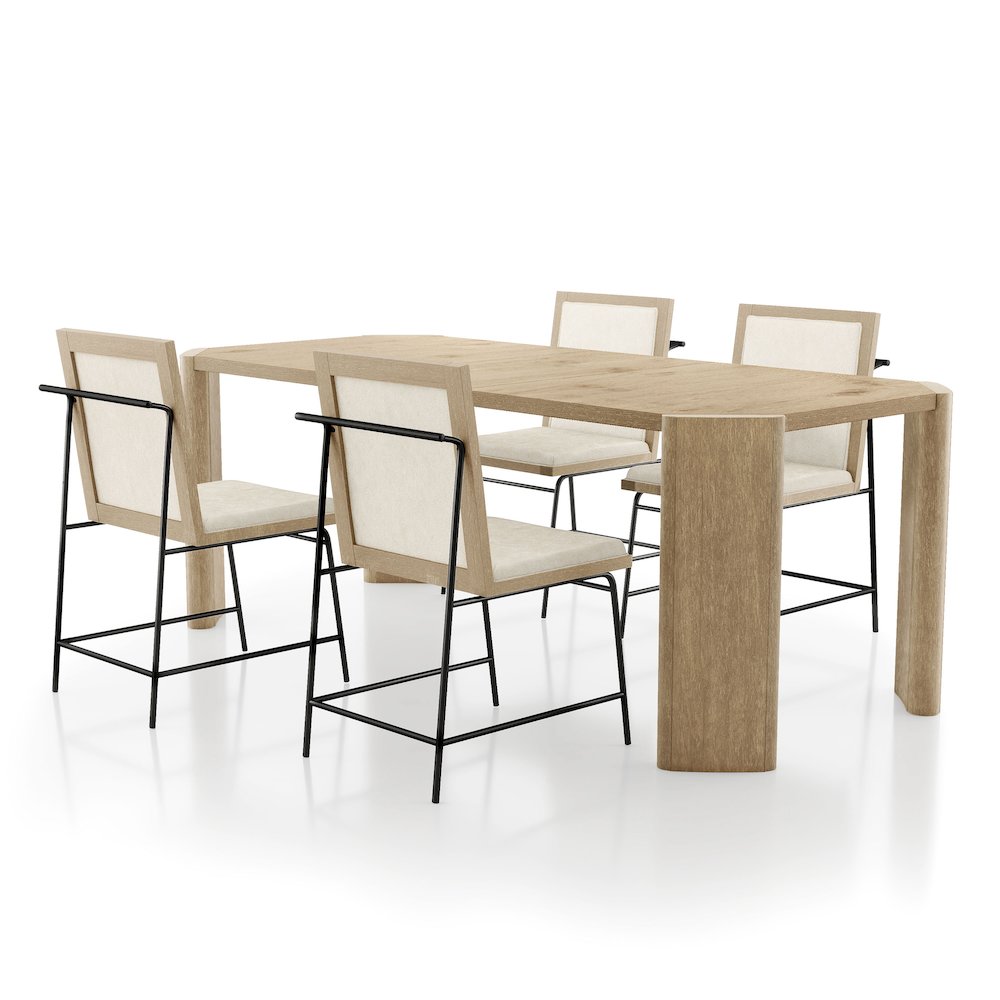Hallond 5-Piece Solid Wood Dining Table Set in Oak. Picture 1