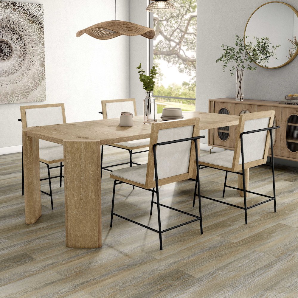 Hallond 5-Piece Solid Wood Dining Table Set in Oak. Picture 4