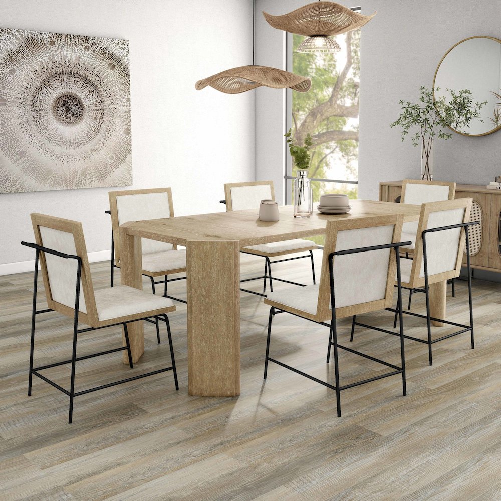 Hallond 7-Piece Solid Wood Dining Table Set in Oak. Picture 4