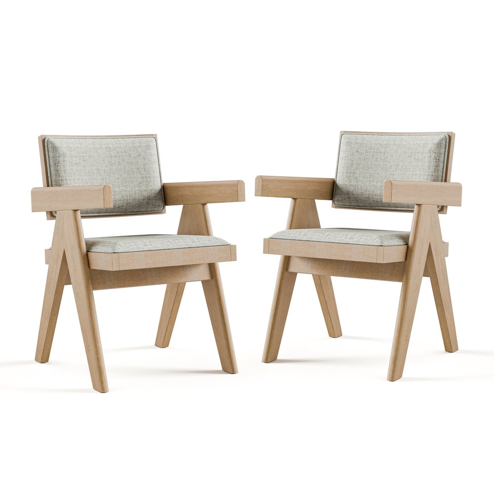 Oldbury Wood Dining Arm Chair in Natural Oak (Set of 2). Picture 1