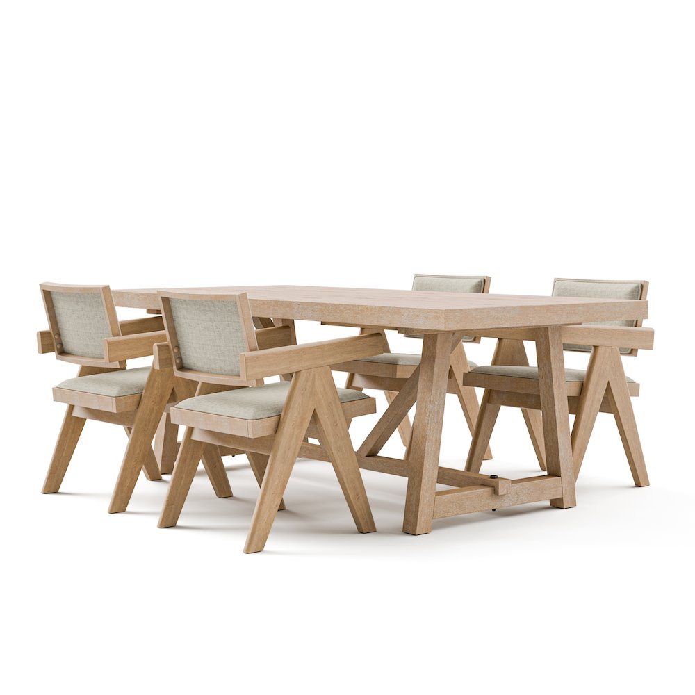Oldbury 5-Piece Solid Wood Dining Table Set in Natural Oak. Picture 1