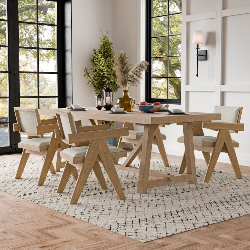Oldbury 5-Piece Solid Wood Dining Table Set in Natural Oak. Picture 4