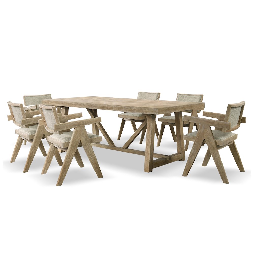 Oldbury 7-Piece Solid Wood Dining Table Set in Natural Oak. Picture 1