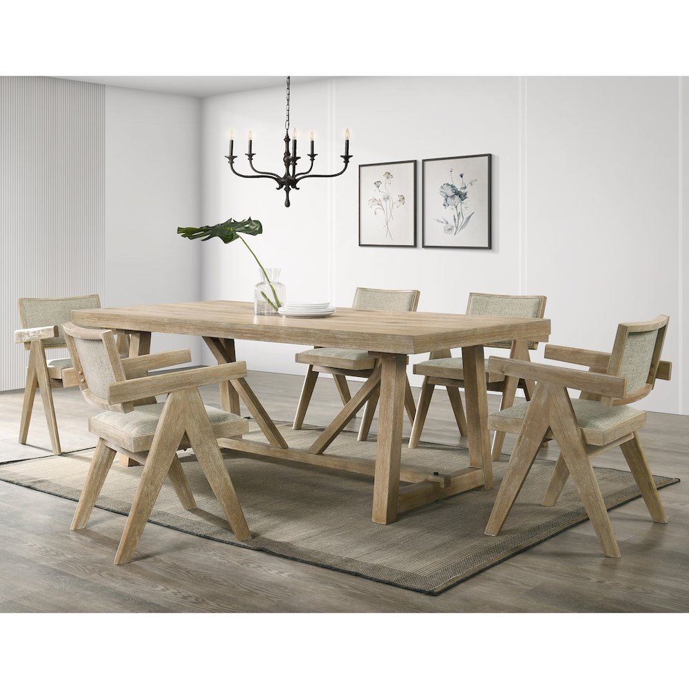 Oldbury 7-Piece Solid Wood Dining Table Set in Natural Oak. Picture 4