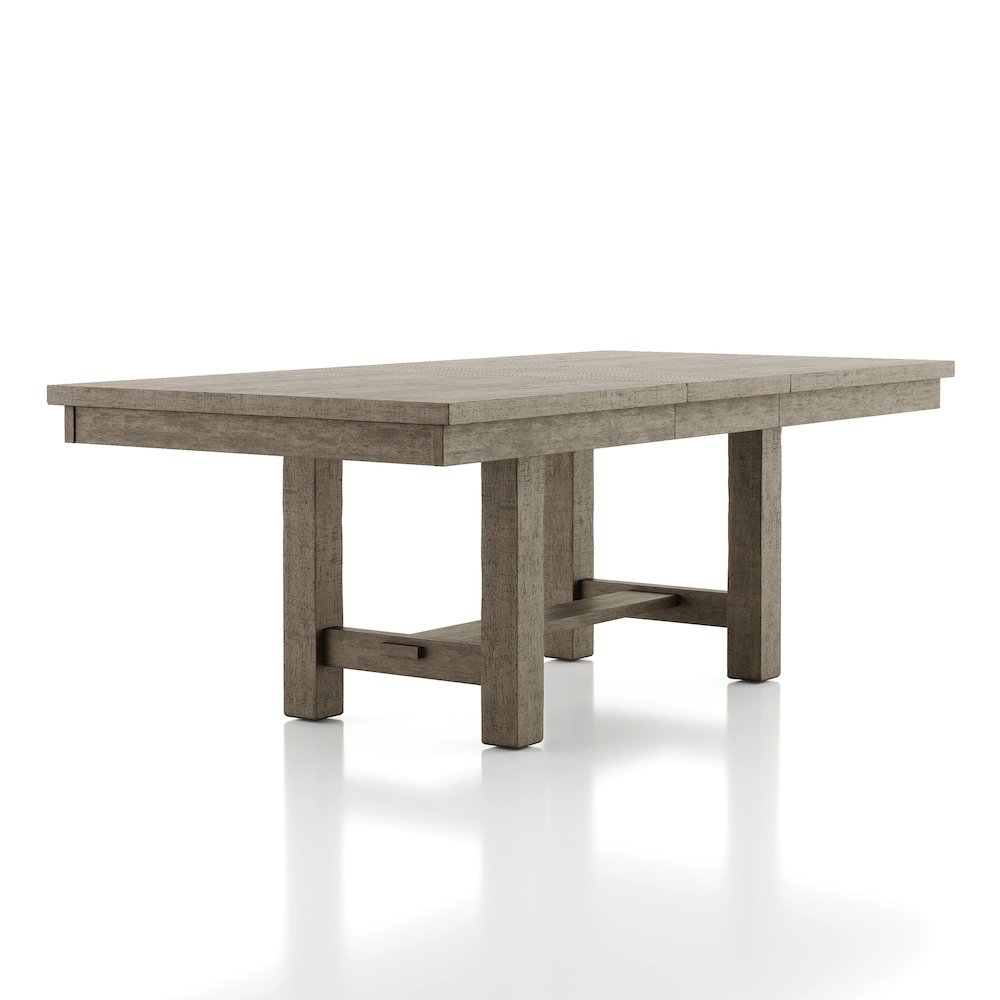 Atola Rustic Wood Trestle Expandable Dining Table in Grey. Picture 1
