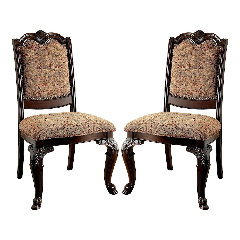 Ramsaran Fabric Dining Chair in Brown Cherry (Set of 2). Picture 1