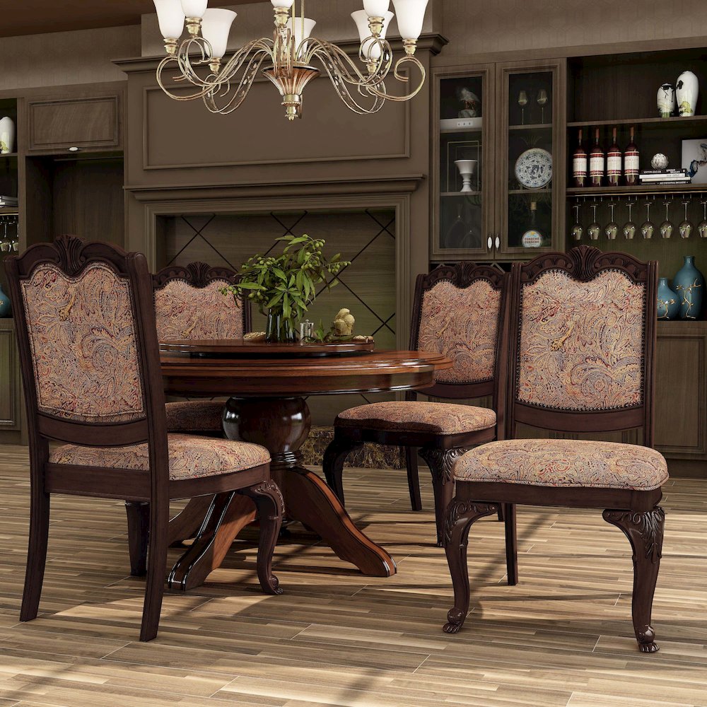 Ramsaran Fabric Dining Chair in Brown Cherry (Set of 2). Picture 3