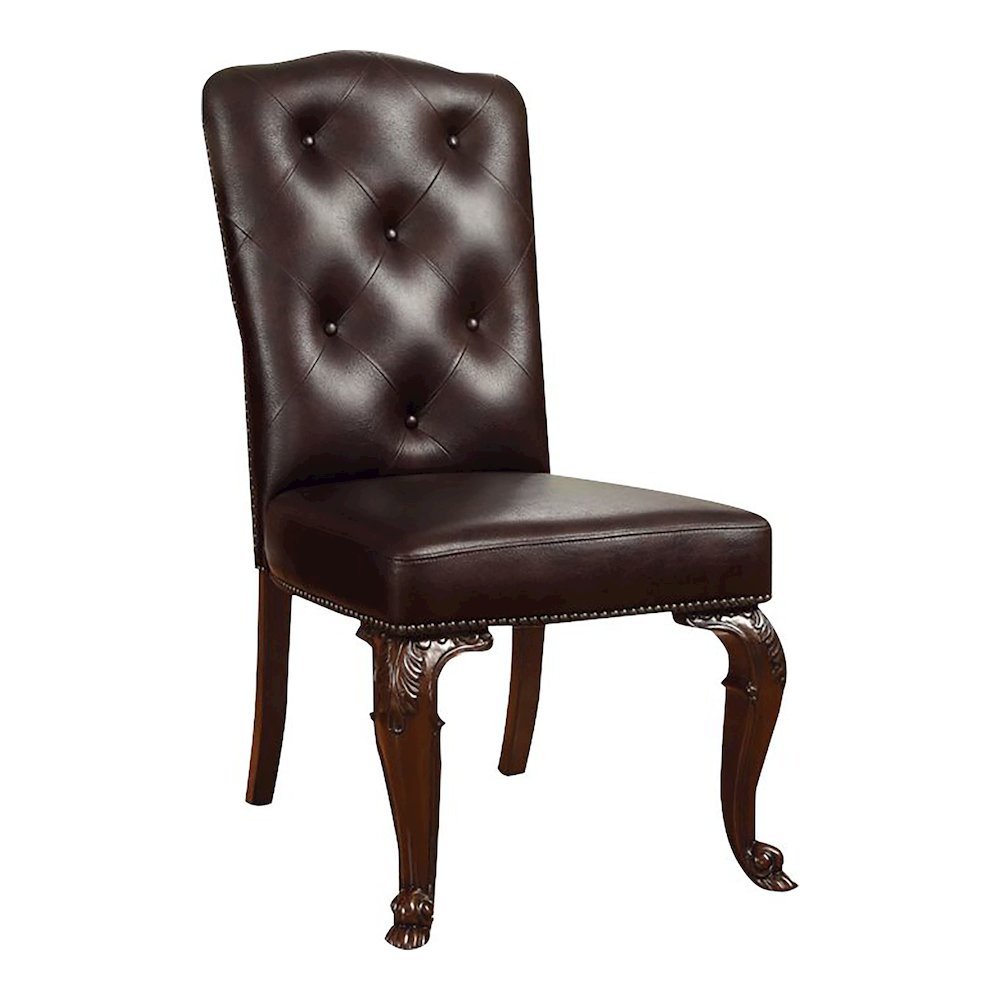 Ramsaran Faux Leather Dining Chair in Brown Cherry (Set of 2). Picture 2