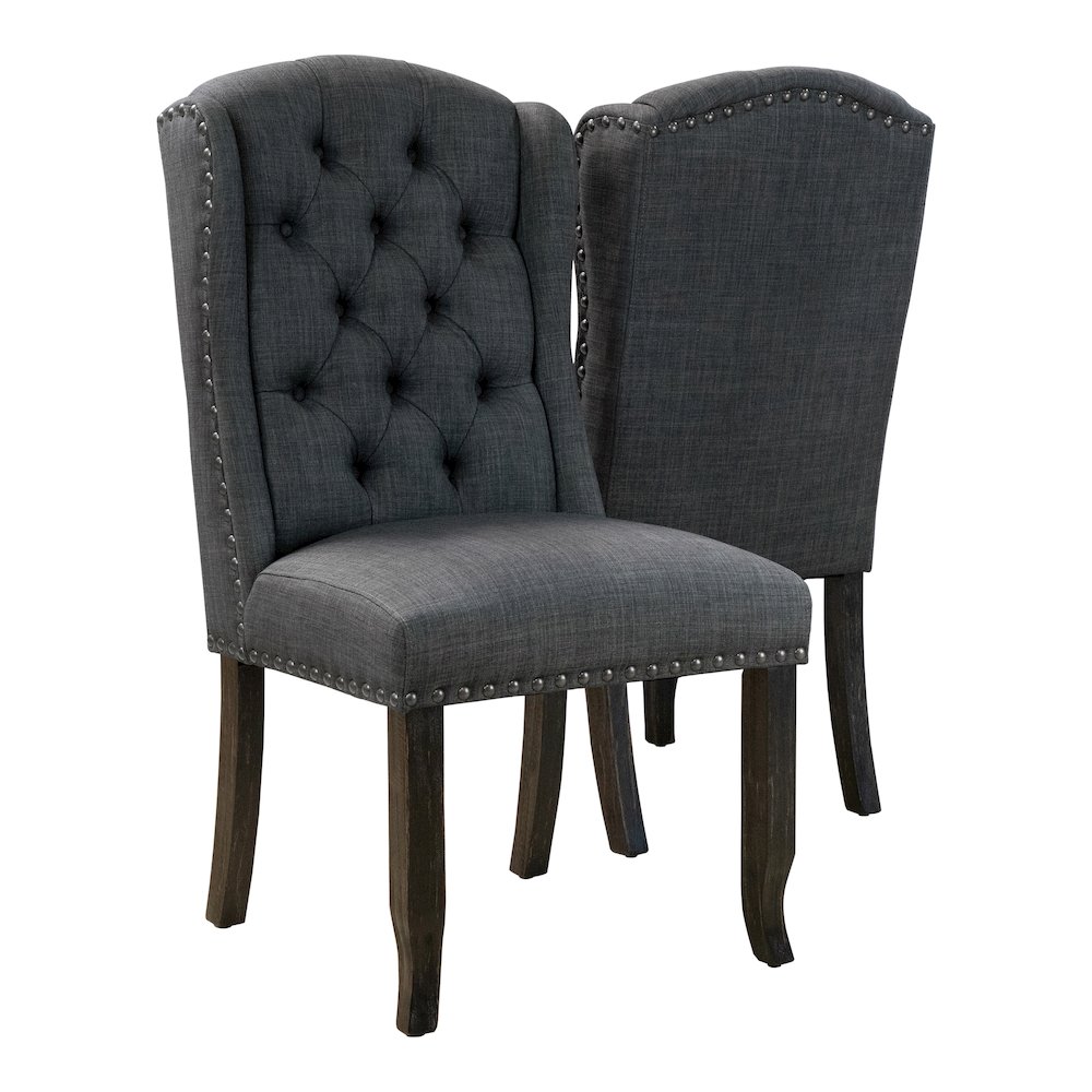 Sinuata Fabric Tufted Side Chair in Grey (Set of 2). Picture 1