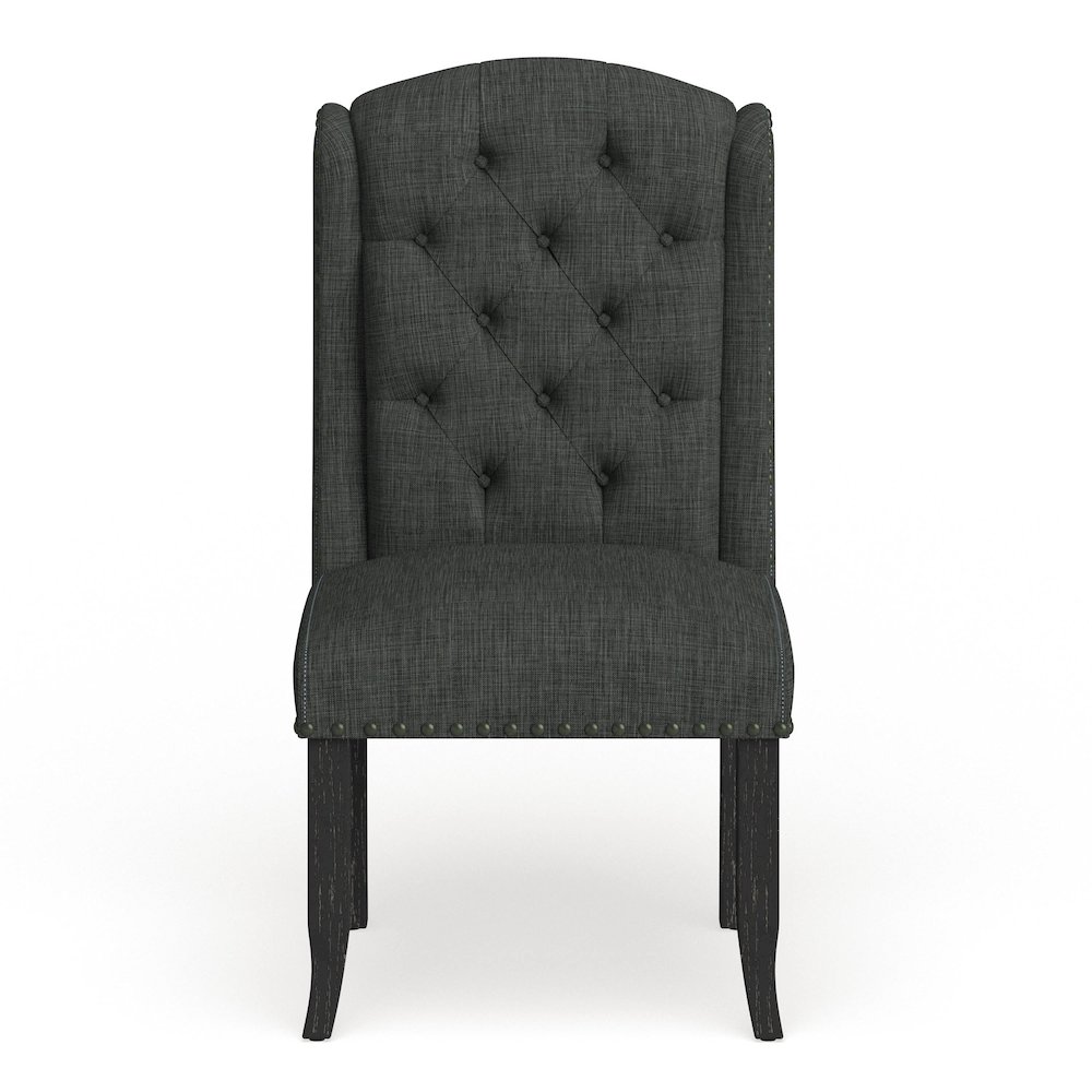 Sinuata Fabric Tufted Side Chair in Grey (Set of 2). Picture 2
