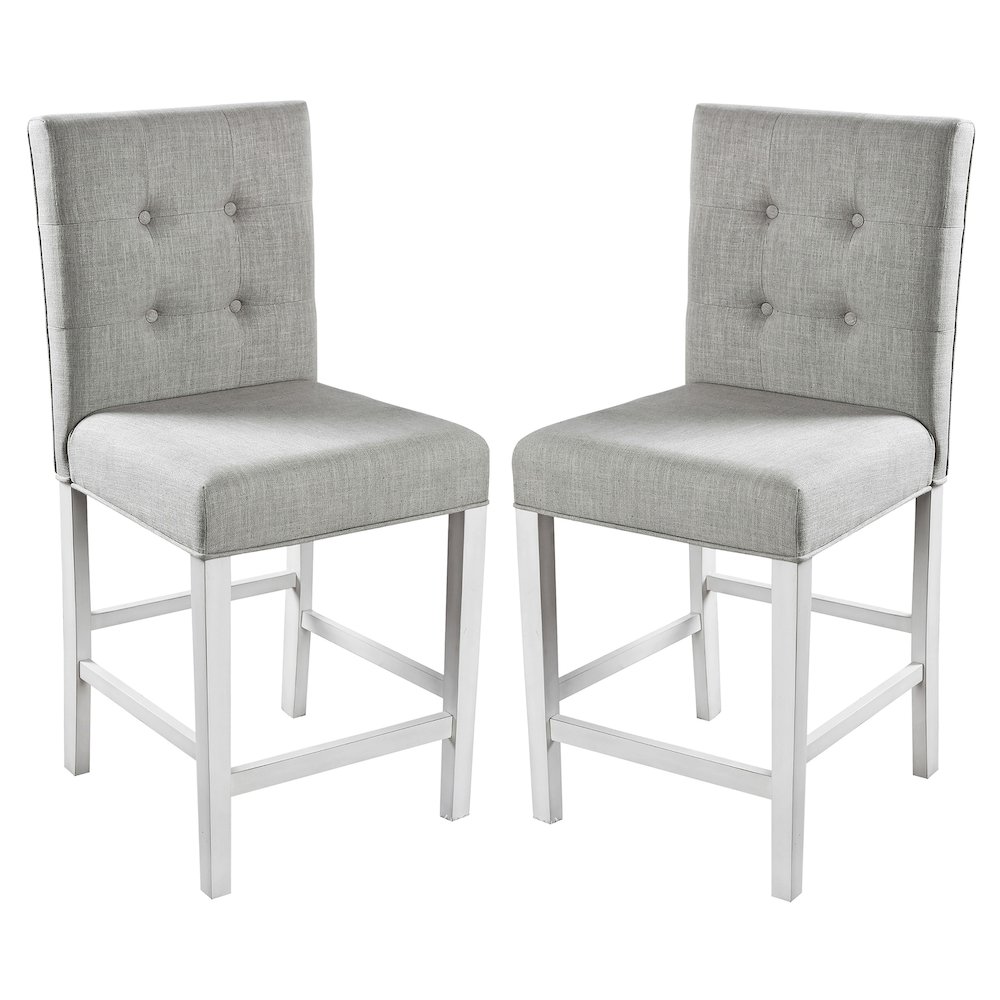 Ronan Antique White Fabric Counter Stool (Set of 2). Picture 1