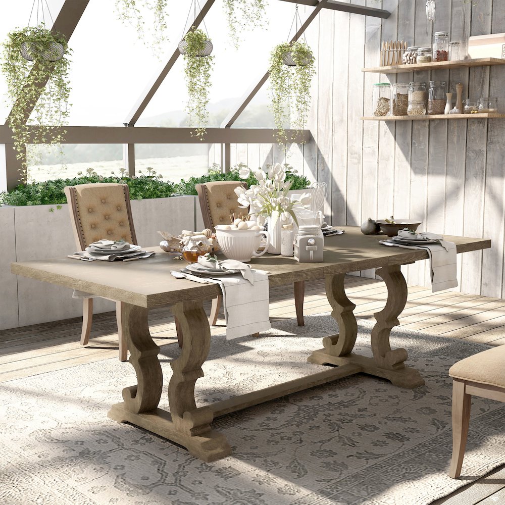 Aggate Solid Wood Dining Table in Rustic Natural Tone. Picture 4