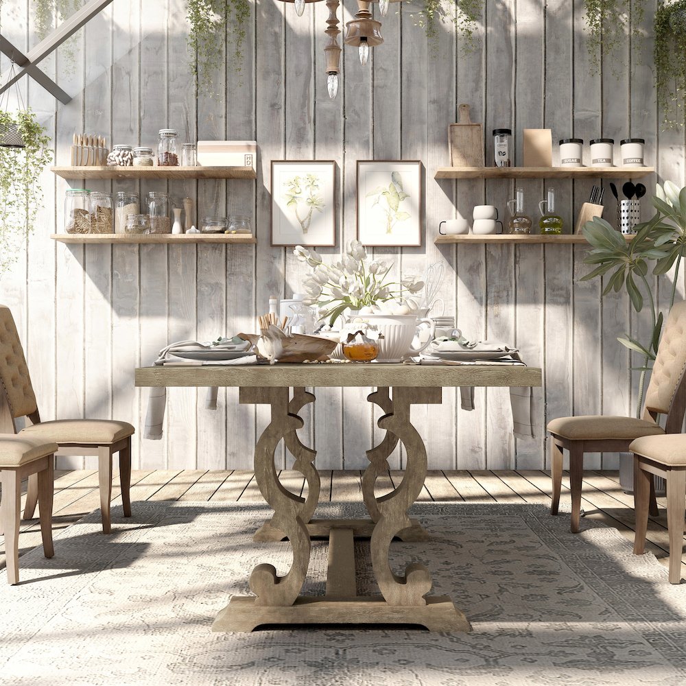 Aggate Solid Wood Dining Table in Rustic Natural Tone. Picture 5