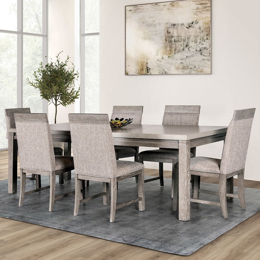 Telli 7-Piece Wood Dining Table Set in Gray. Picture 3