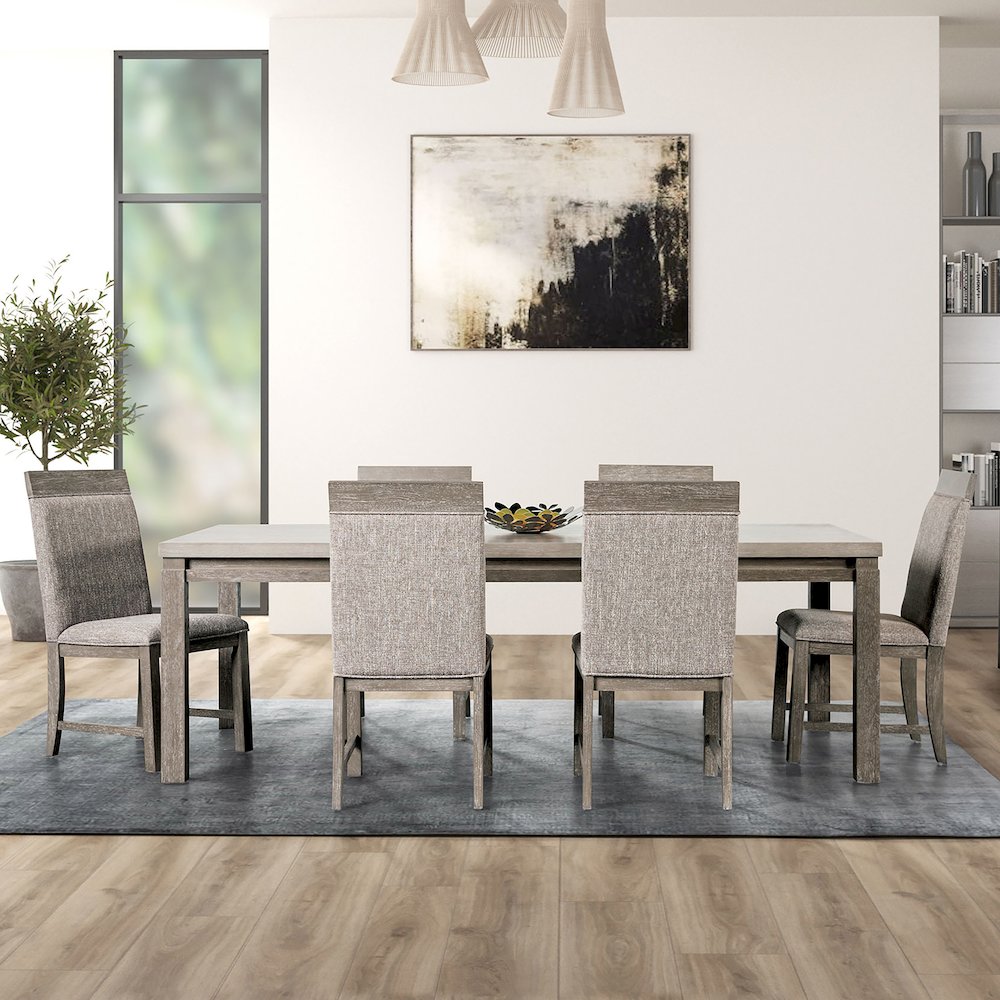 Telli 7-Piece Wood Dining Table Set in Gray. Picture 4