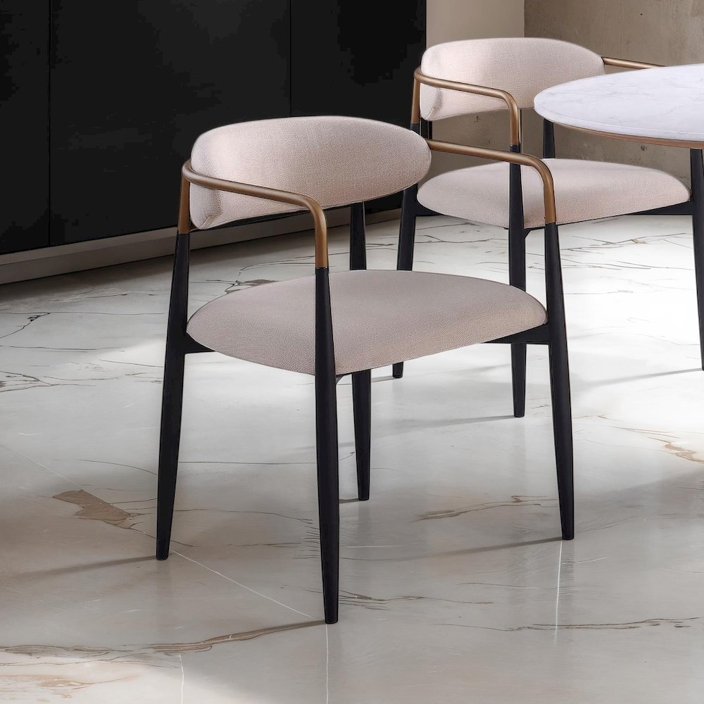 Stella Modern Natural Upholstered Dining Chairs (Set of 2). Picture 4