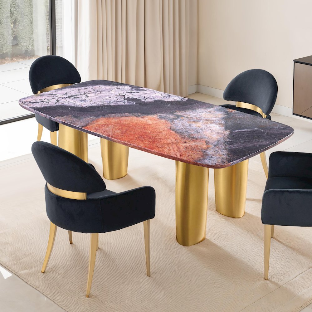 Bexar Sintered Stone Top Dining Table with Gold Legs. Picture 4