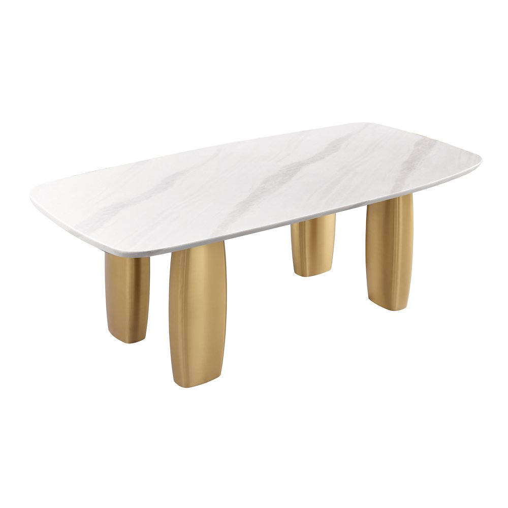 Bexar Sintered Stone Top Dining Table with Gold Legs. Picture 1