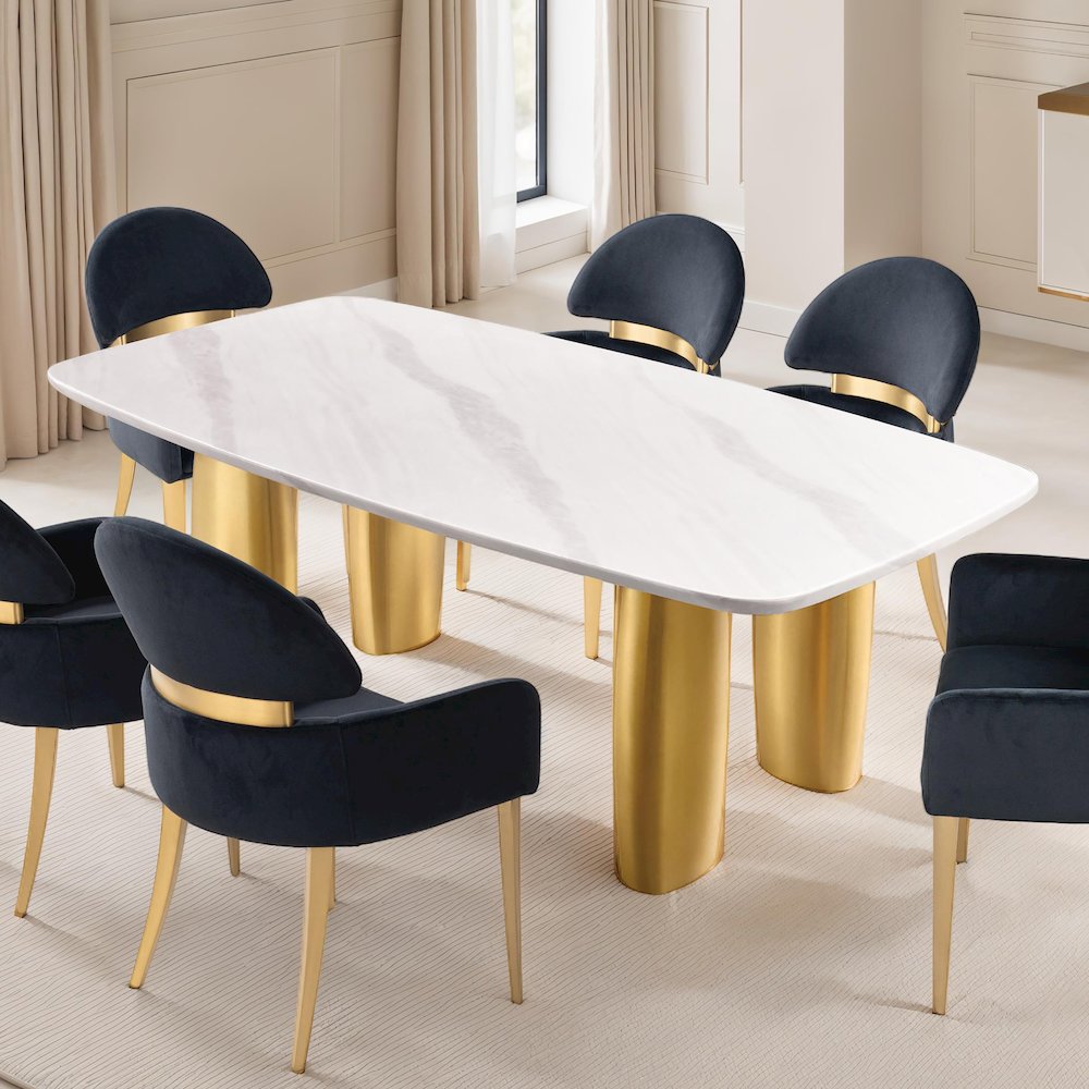 Bexar Sintered Stone Top Dining Table with Gold Legs. Picture 4