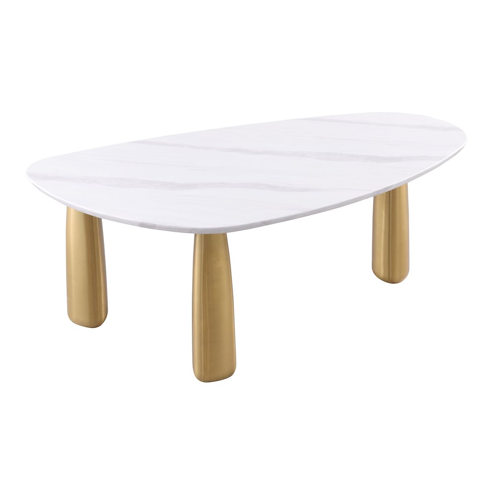 Bexar White Sintered Stone Top Oval Dining Table. Picture 1