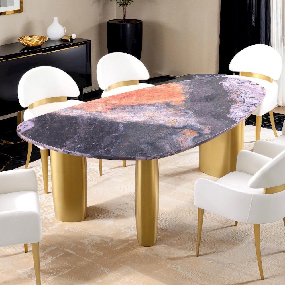 Bexar Multi-Color Sintered Stone Top Oval Dining Table. Picture 4