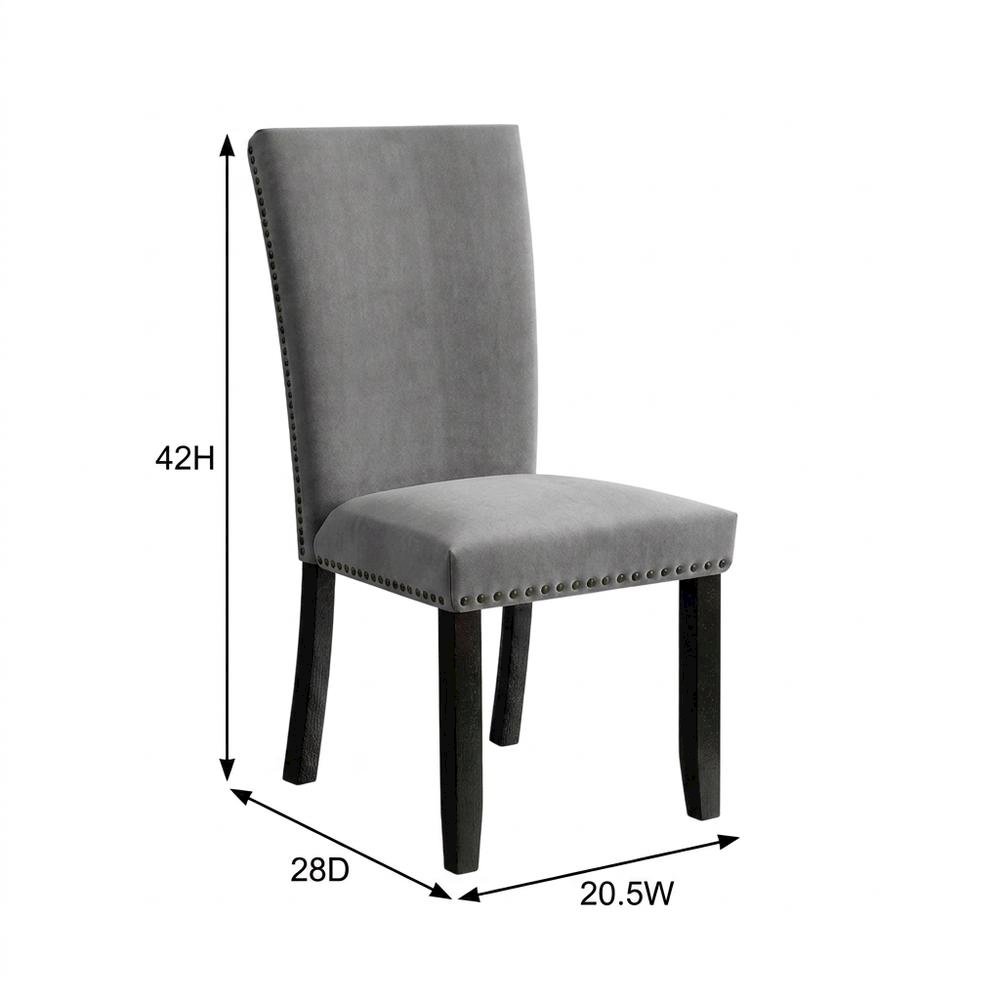 Light Grey Upholstered Side Chair Set with Comfortable Seat and Modern Design. Picture 8
