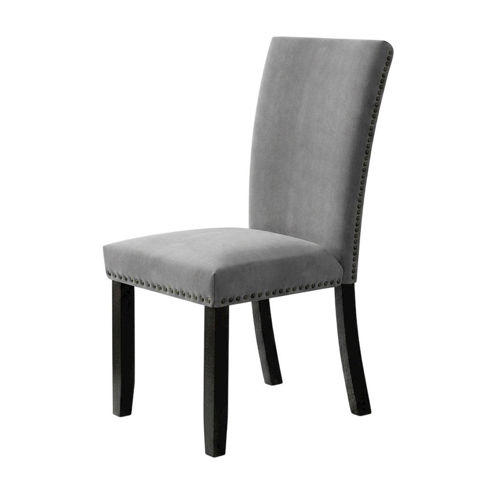 Light Grey Upholstered Side Chair Set with Comfortable Seat and Modern Design. Picture 5