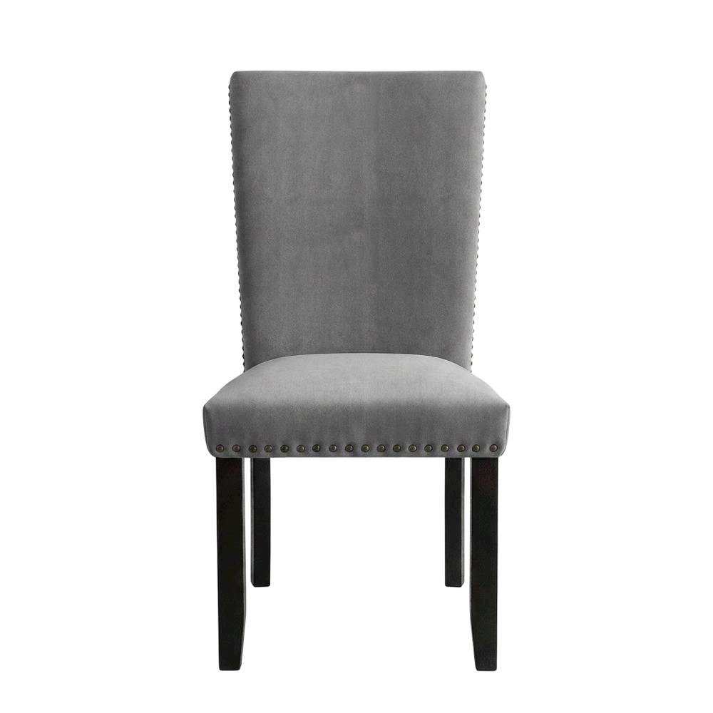 Light Grey Upholstered Side Chair Set with Comfortable Seat and Modern Design. Picture 4