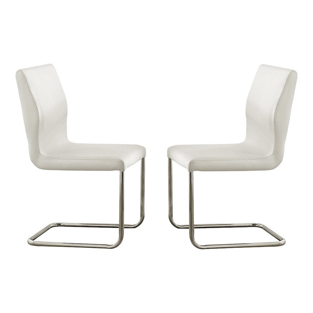 Moya Faux Leather Dining Chair in White (Set of 2). Picture 1