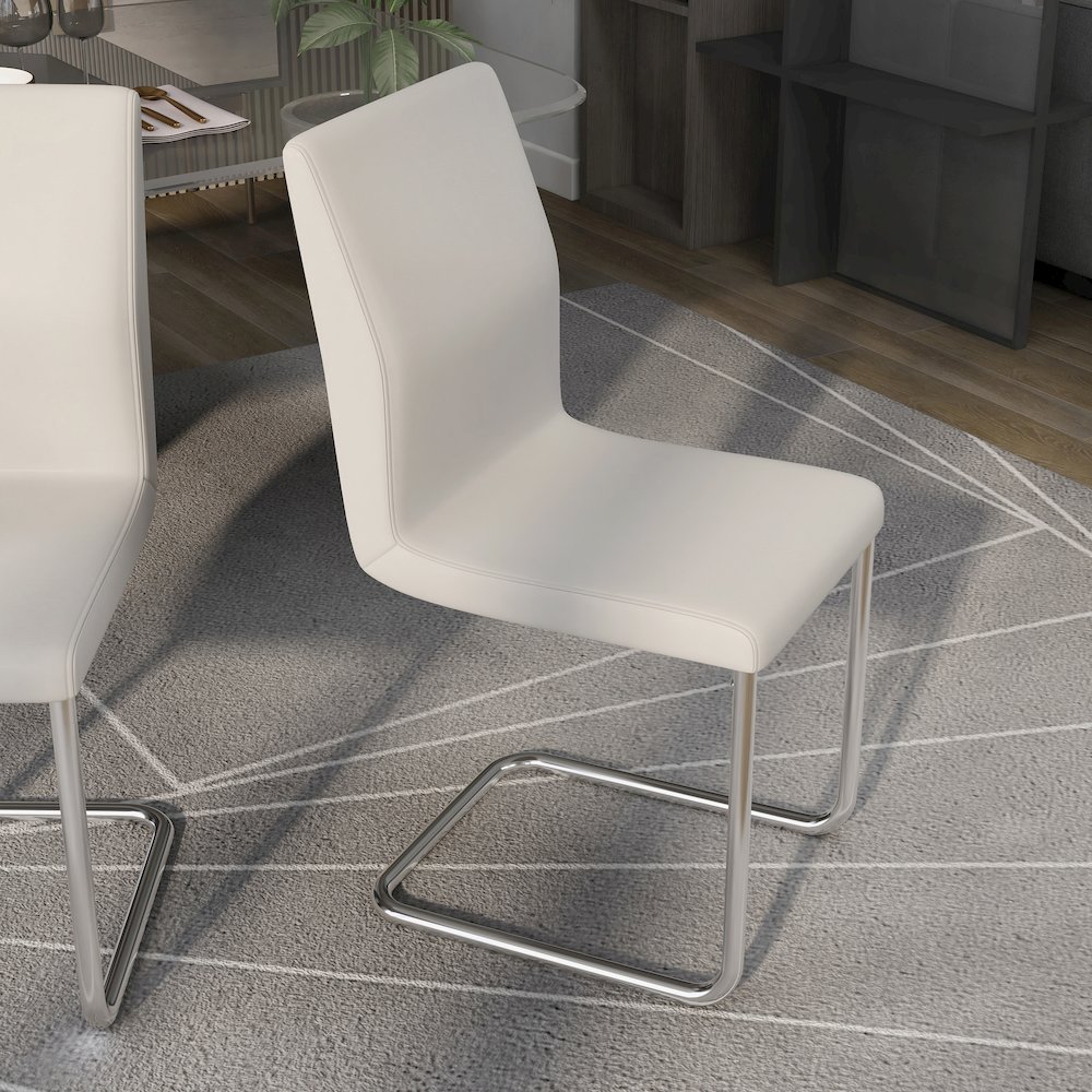 Moya Faux Leather Dining Chair in White (Set of 2). Picture 4
