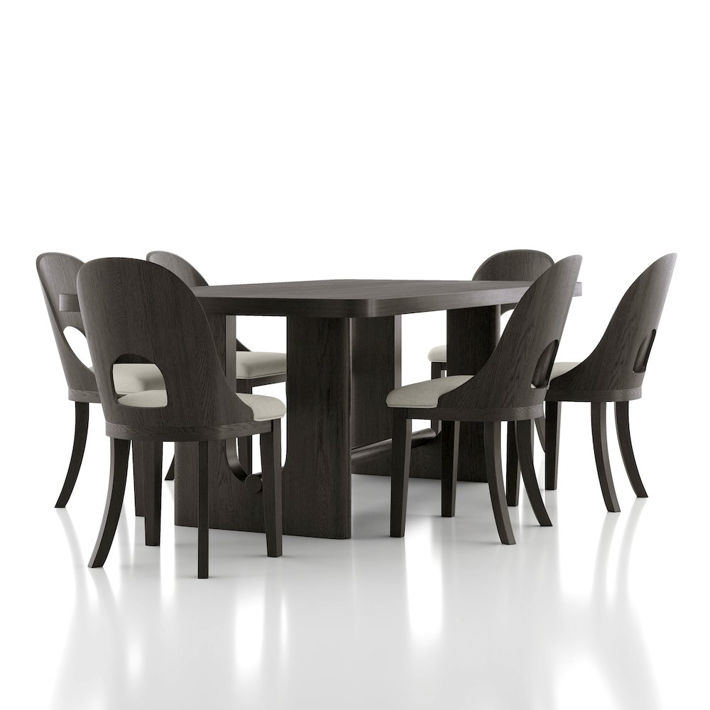 Selyra 7-Piece Solid Wood Dining Table Set