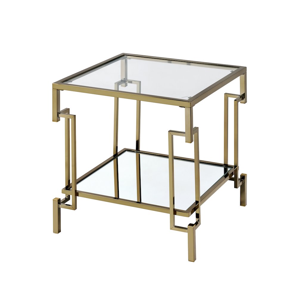 Anaheim Metal 1-Shelf End Table in Gold Champagne. Picture 1