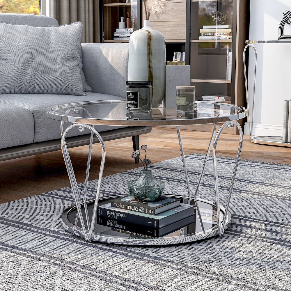 Miffa Contemporary Metal 1-Shelf Coffee Table. Picture 3