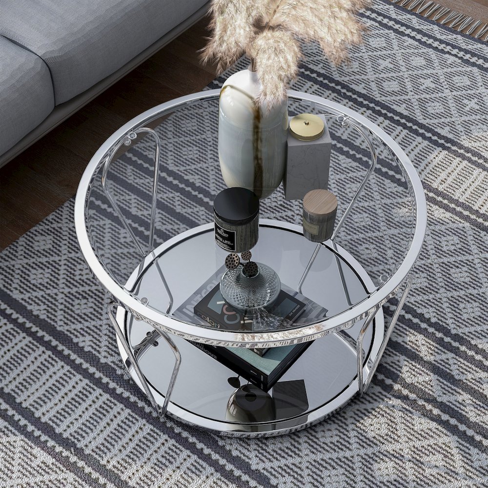 Miffa Contemporary Metal 1-Shelf Coffee Table. Picture 4