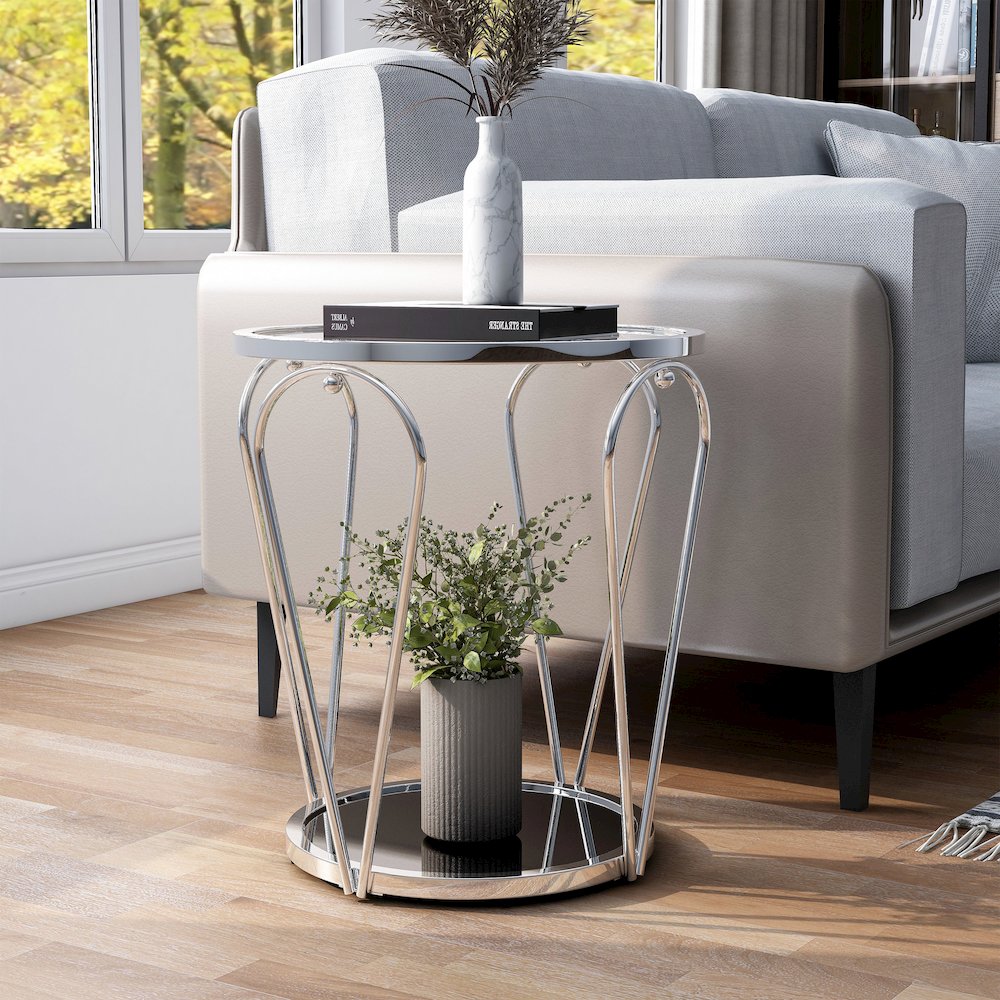 Miffa Contemporary Metal 1-Shelf End Table. Picture 4