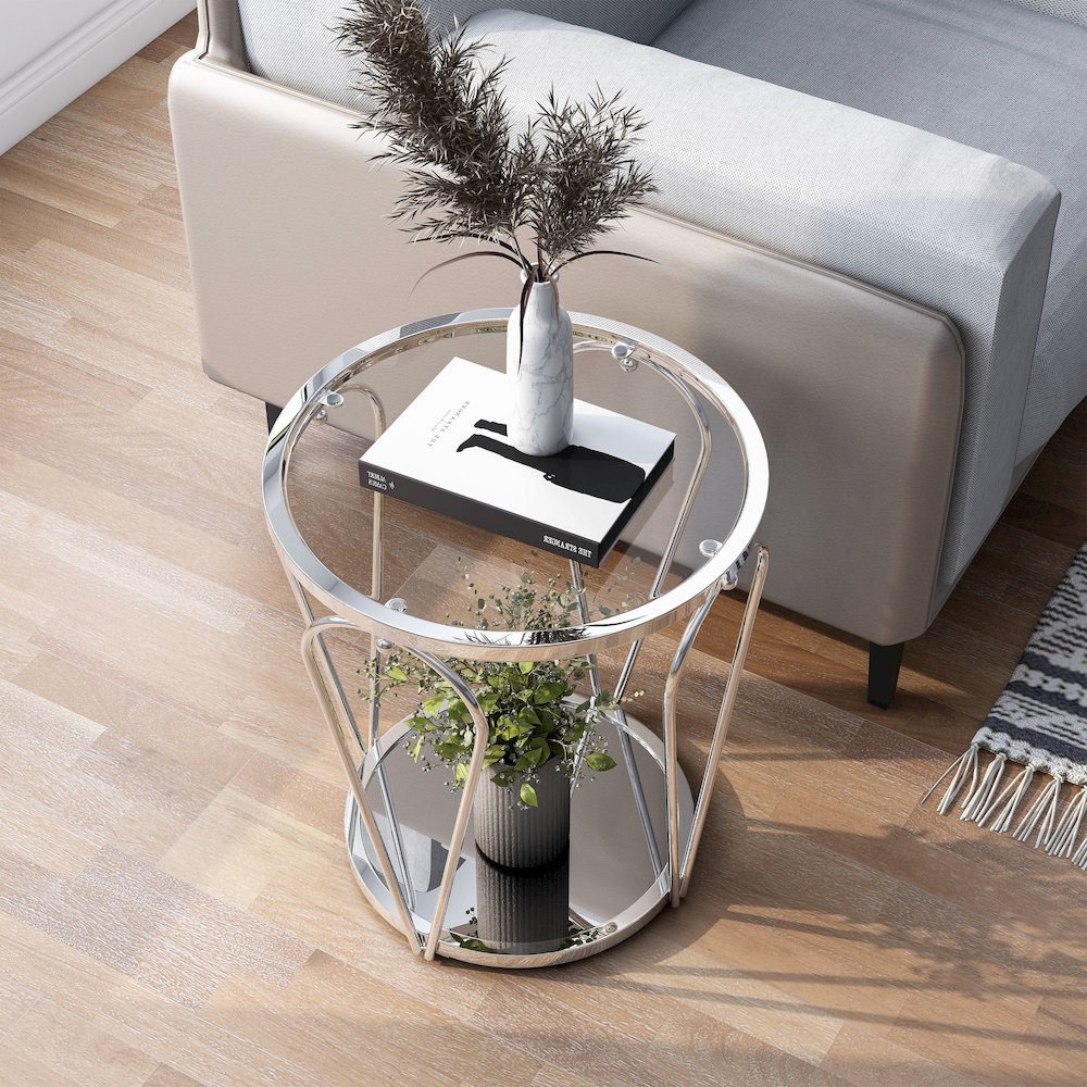 Miffa Contemporary Metal 1-Shelf End Table. Picture 5