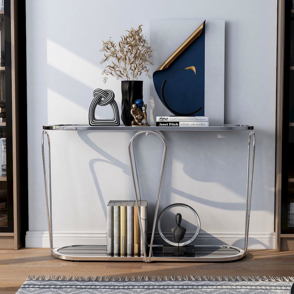 Miffa Contemporary Metal 1-Shelf Console Table. Picture 4