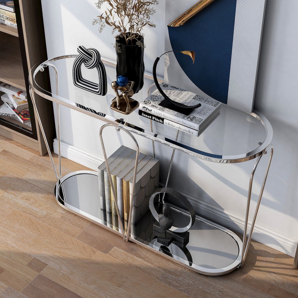 Miffa Contemporary Metal 1-Shelf Console Table. Picture 5