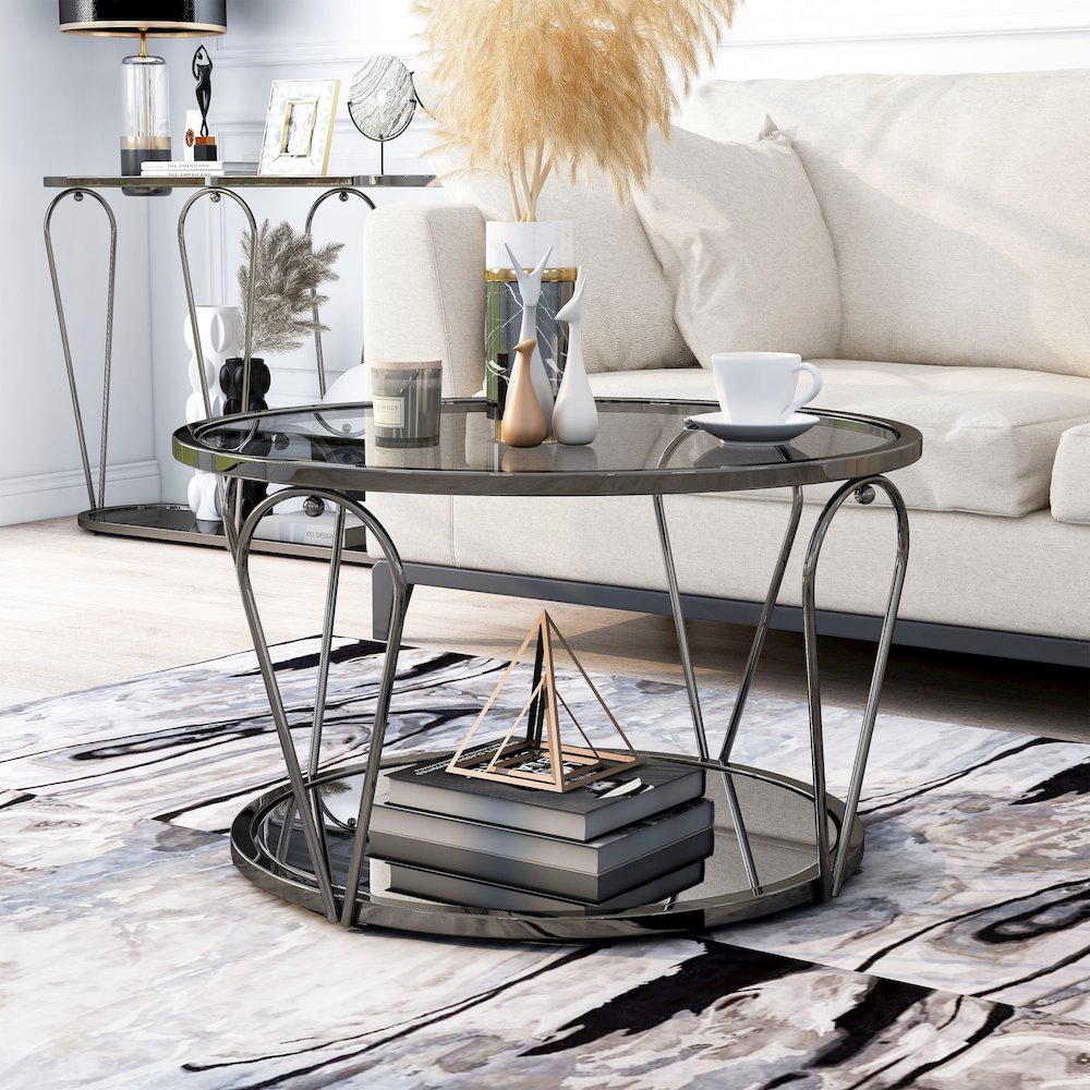 Miffa Contemporary Metal 1-Shelf Coffee Table. Picture 4
