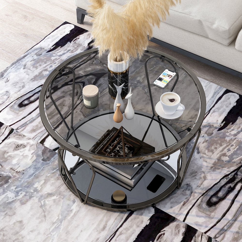 Miffa Contemporary Metal 1-Shelf Coffee Table. Picture 5