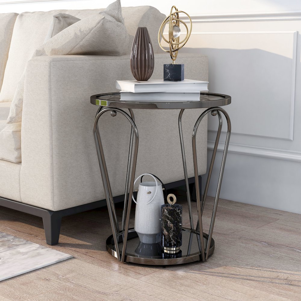 Miffa Contemporary Metal 1-Shelf End Table. Picture 4