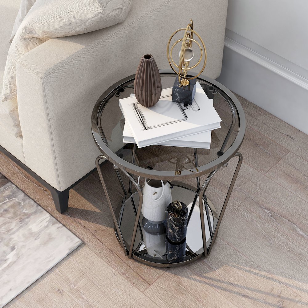 Miffa Contemporary Metal 1-Shelf End Table. Picture 5