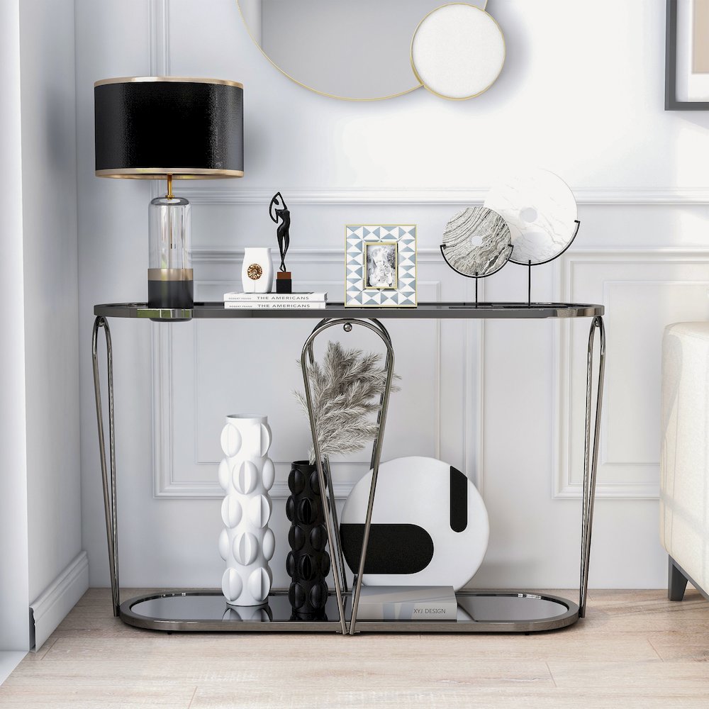 Miffa Contemporary Metal 1-Shelf Console Table. Picture 4